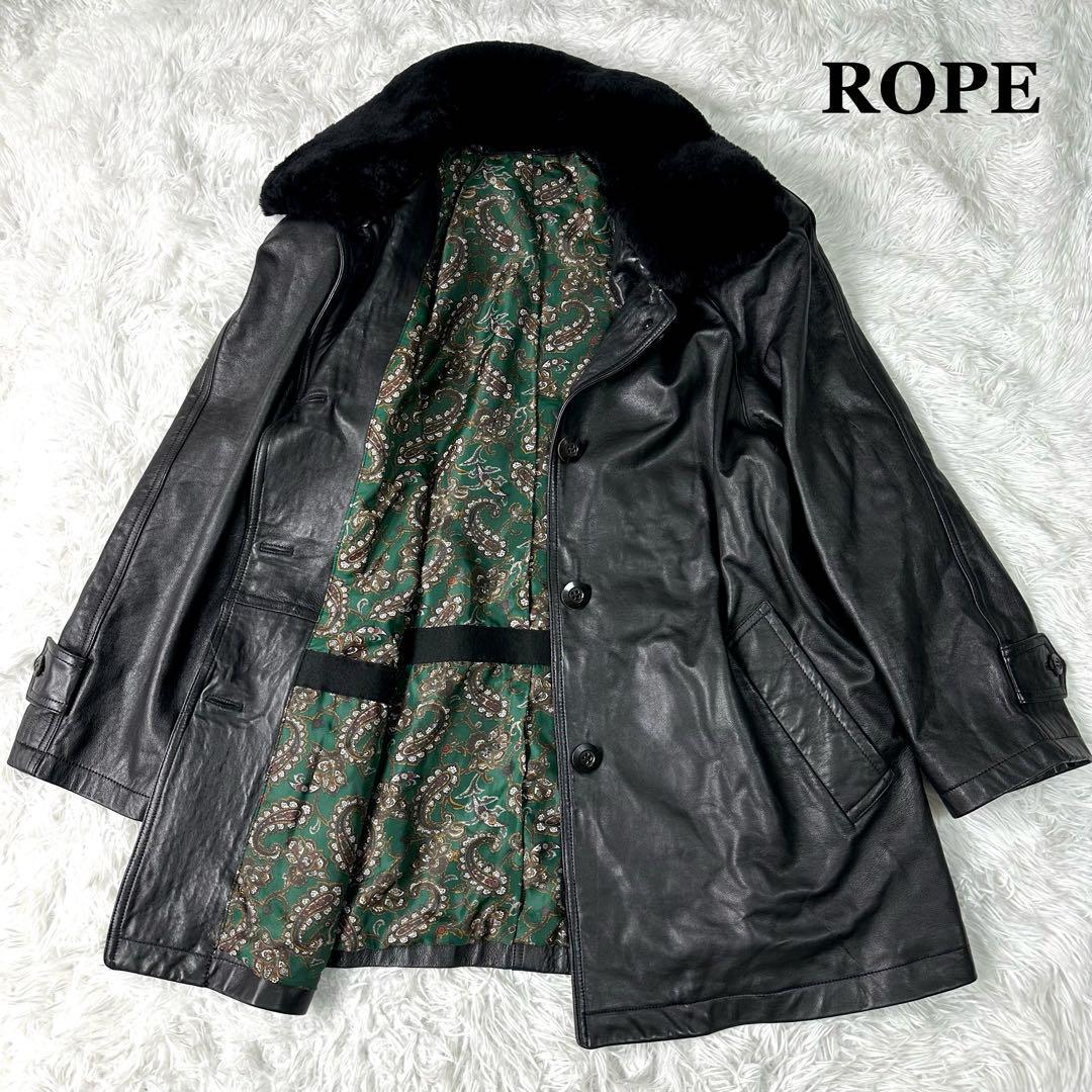 ROPE ロペ レザーコート ラムレザー 羊革 ペイズリー ファー M 【公式