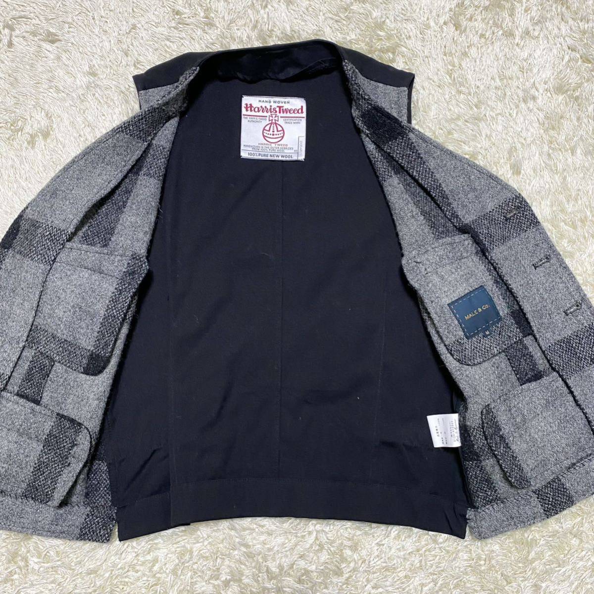 極美品 ハリスツイード × MALE&CO Harris Tweed ベスト ジレ チェック 