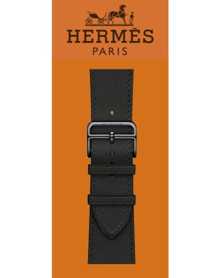 未使用 正規品 Hermes AppleWatch 42，44，45mm ケース用 アトラージュ シンプルトゥールレザー レザーストラップ バンド ブラック エルメス
