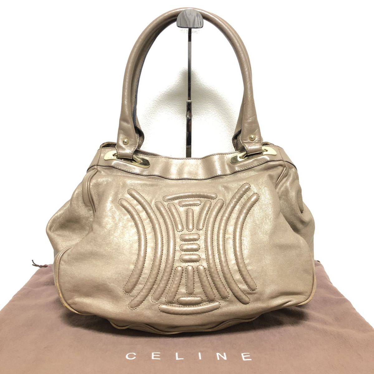 人気セール，本物保証 1円 入試困難 至極の高級感 セリーヌ 幻の逸品 CELINE トートバッグ トリンオフ ブラゾン エンボス デカロゴ レザー ゴールド 金色(トートバッグ)｜売買されたオークション情報、yahooの商品情 かばん、バッグ