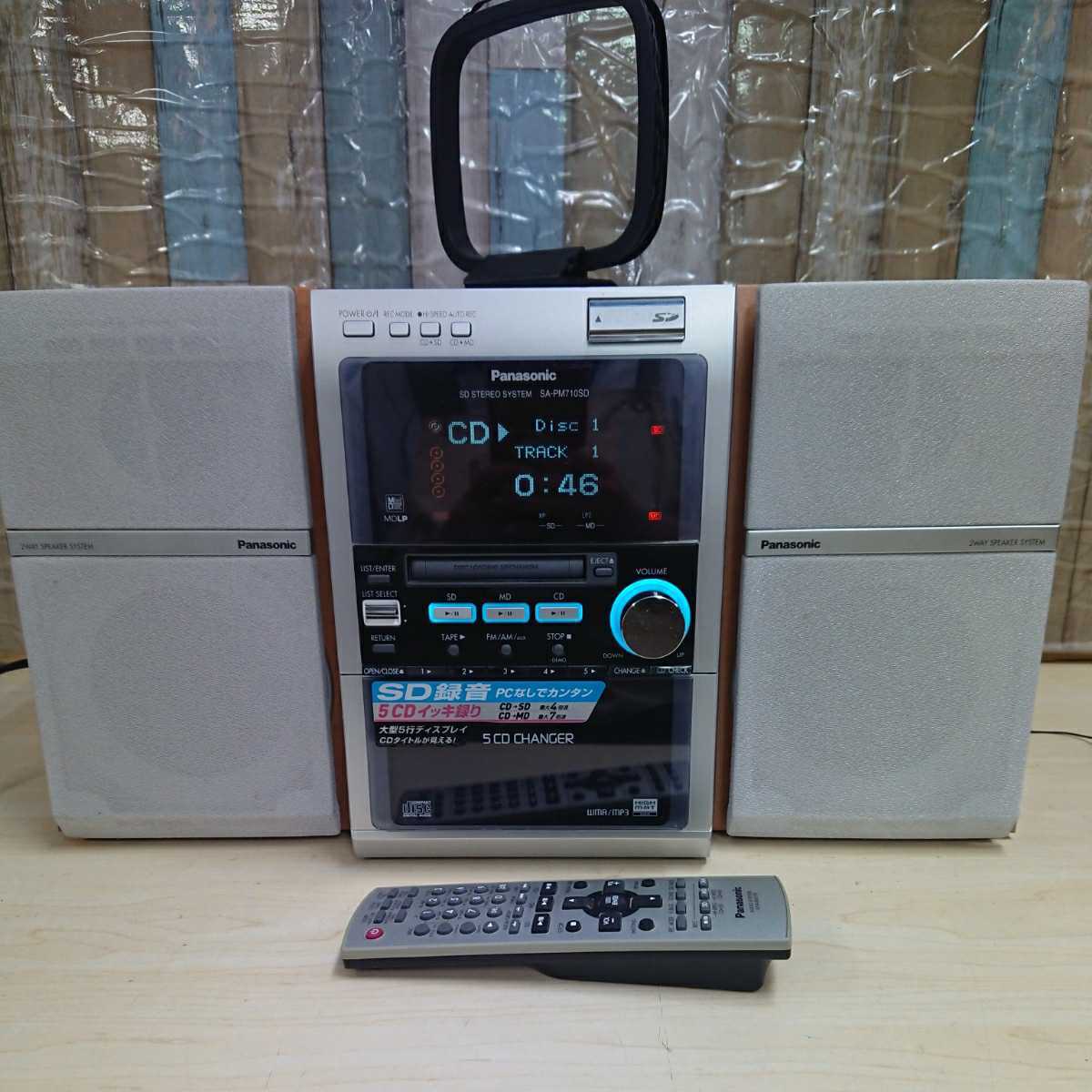 d◇ Panasonic SD STEREO SYESTEM SA-PM710SD 動作品 リモコン付き 5CD 