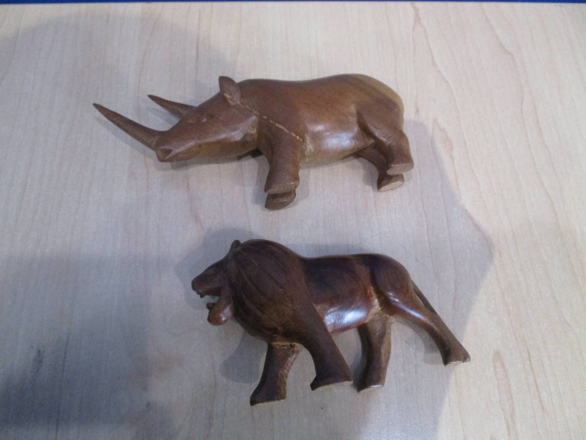 ☆ケニア製 ハンドメイド 木製 動物 4点セット 彫刻 ハンドメイド