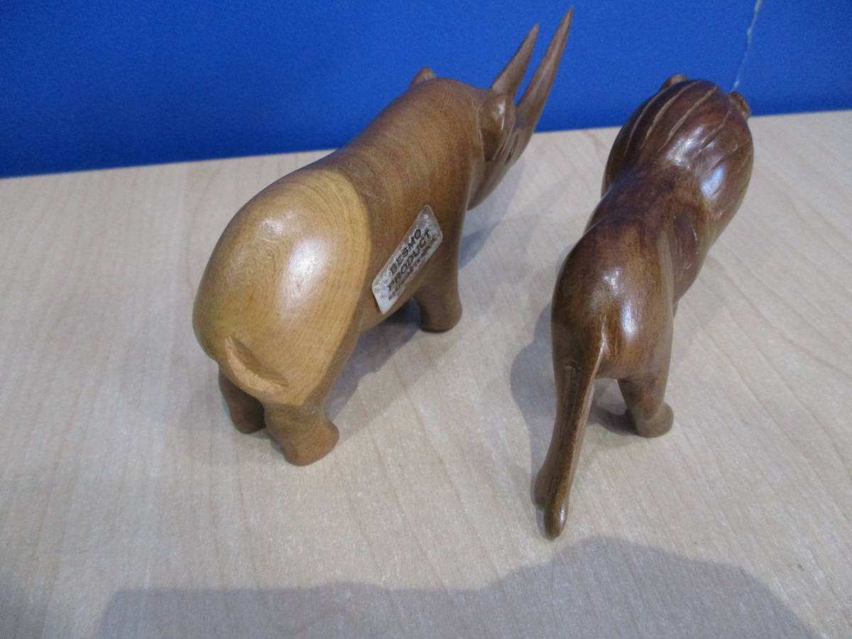 ☆ケニア製 ハンドメイド 木製 動物 4点セット 彫刻 ハンドメイド