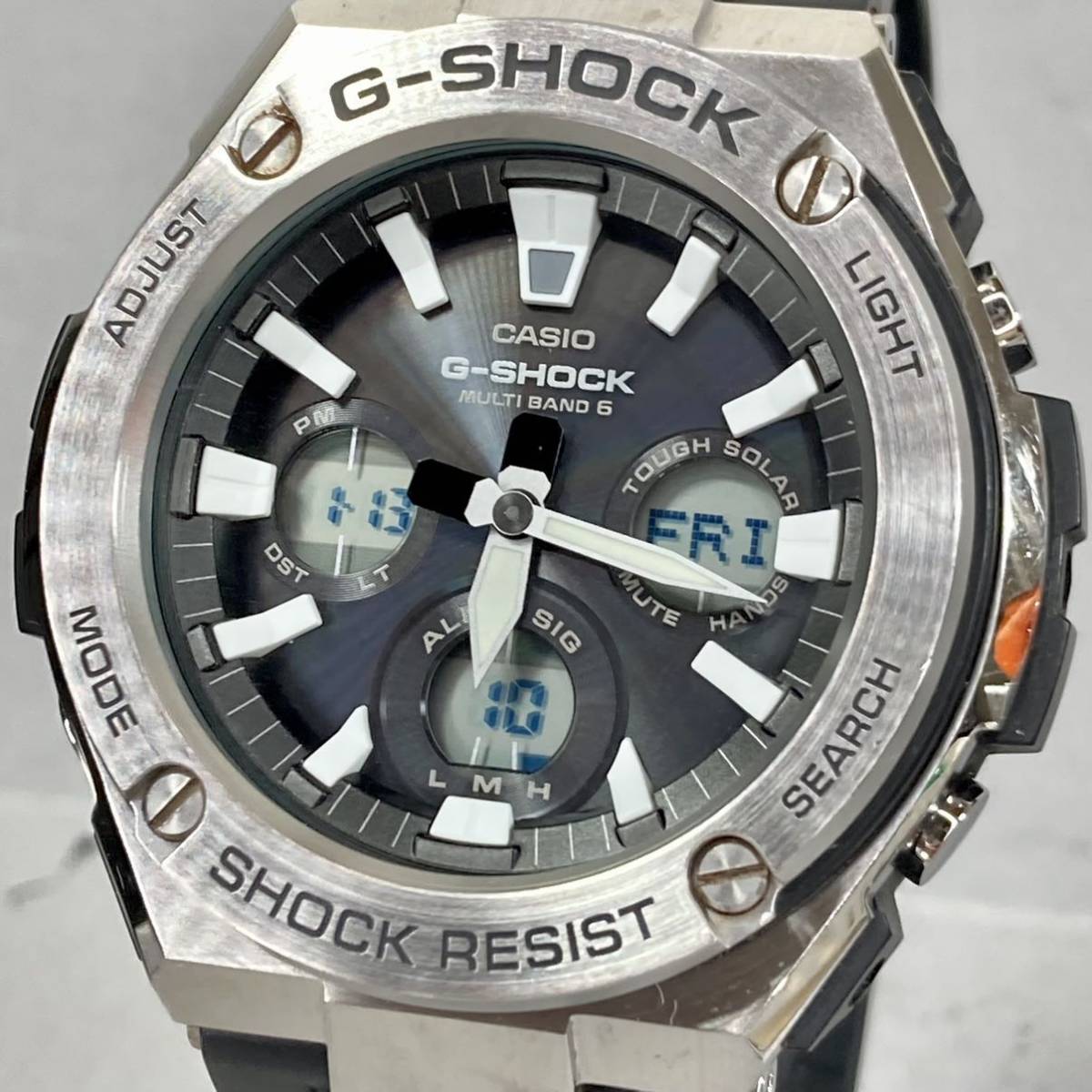 極美品 G-SHOCK GST-W130L-1A G-STEEL Gスチール タフソーラー 電波 