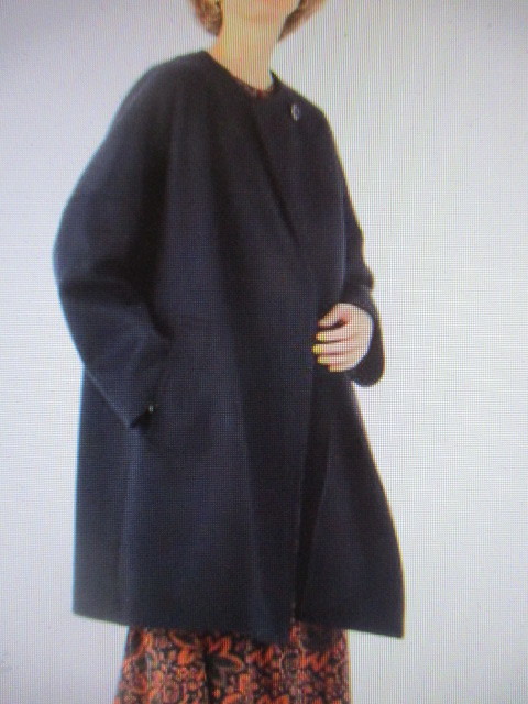 ◇ボルジィ BALLSEY ネイビー シャルムダブルフェイスノーカラーコート 