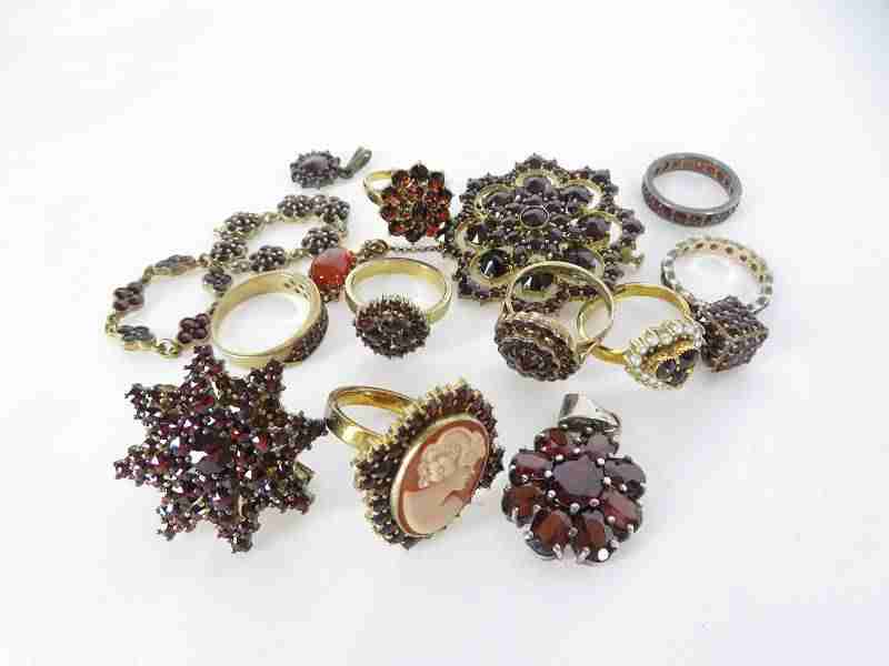 1円 ガーネット ボヘミアンカット ペンダントトップ リング等 大量セット BY882