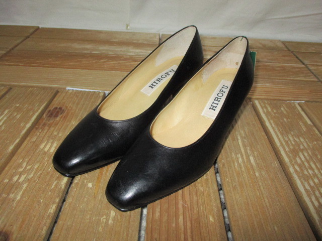 HIROFU ヒロフ●19800未使用タグ付 黒 本革 パンプス 23.5㎝ お仕事 冠婚葬祭にも