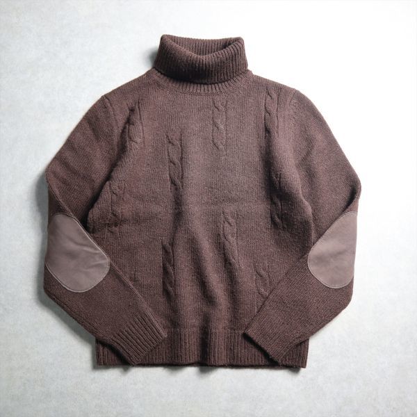 Mademoiselle NON NON◆秋冬◆高級キャメル100% エルボーパッチデザイン ニット セーター ◆日本製◆マドモアゼルノンノン