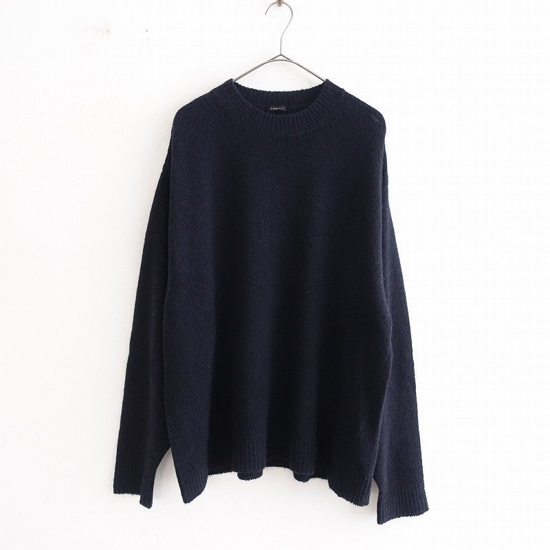 【定価6.3万】コモリ COMOLI *カシミヤクルーネックニットプルオーバー*ダークネイビー無地セーター(33-2212-803)【51A32】