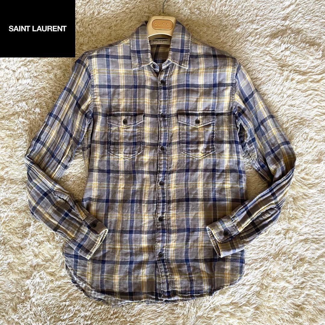 SAINT LAURENT サンローラン 長袖 チェックシャツ XS SAINT LAURENT