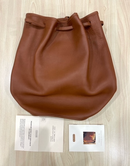 COACH オールド コーチ 9929 USA製 高級カーフ レザー 本革 ショルダー バッグ バック キャメル 巾着
