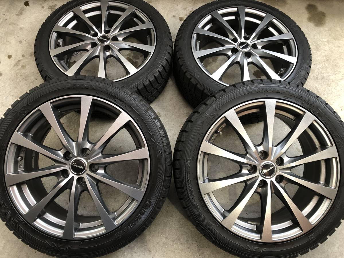 ☆215/45R17 アイスナビ6　バリ山　エクシーダー美品17-7+50 PCD100-5 86ハチロクプリウスウイッシュカローラツーリング・スポーツスバル他