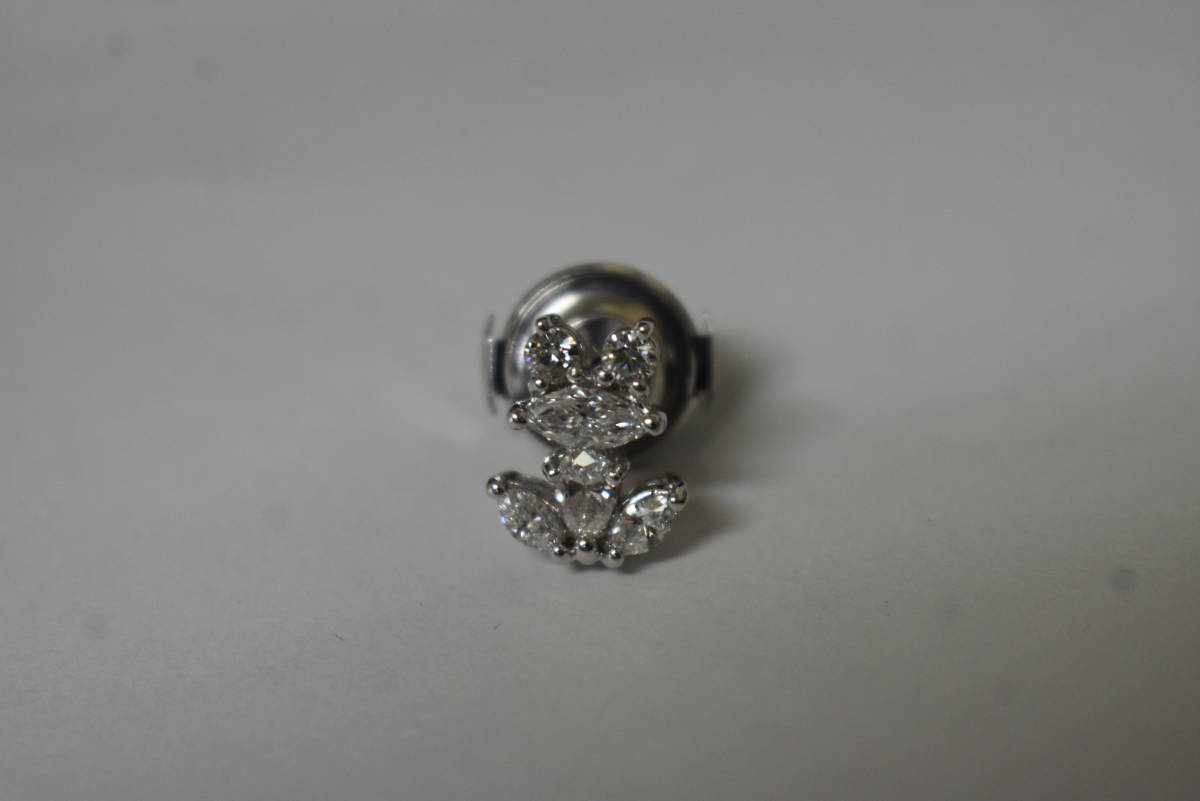 うぶ品 K18WG、0.60刻印 ダイヤモンドバッジ カエル？ 18金ホワイト 