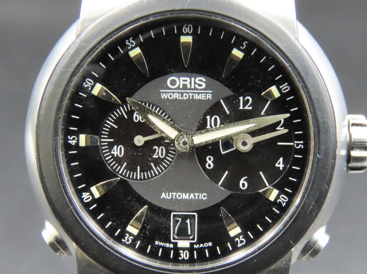 1円～! 稼動品☆正規品 ORIS オリス 7527 TT1ワールドタイマー 自動 