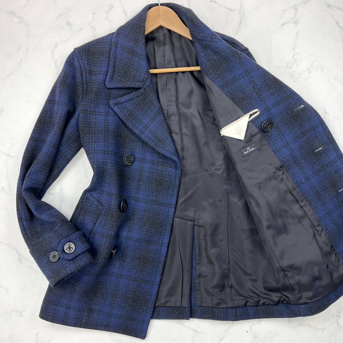 A36 PS Paul Smith【洗練されたお洒落】メルトン ウール Pコート 