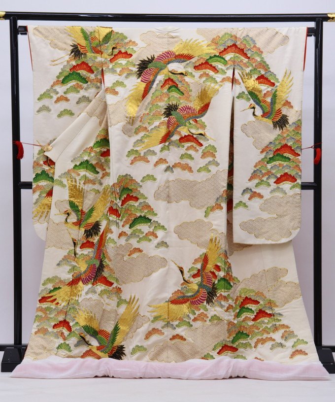 cherry★w8749qi★打掛フェア★ブライダルフェア★婚礼 色打掛★相良刺繍★赤x黒系★和装 花嫁 花魁 衣装【中古品正絹/】