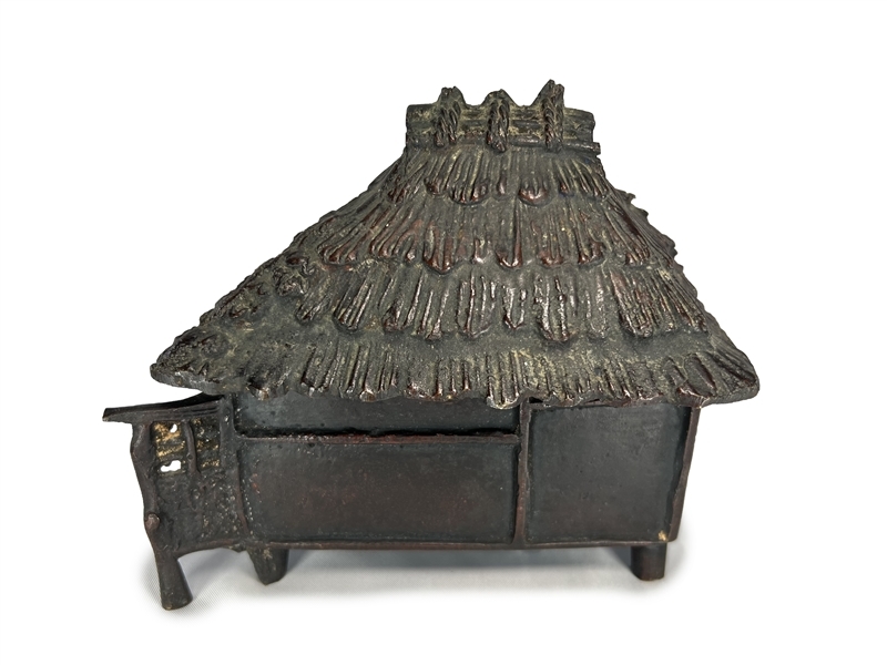 正規品，SALE 022【レトロ雑貨】 時代物 古銅 葛屋香炉 本間琢斎 在銘