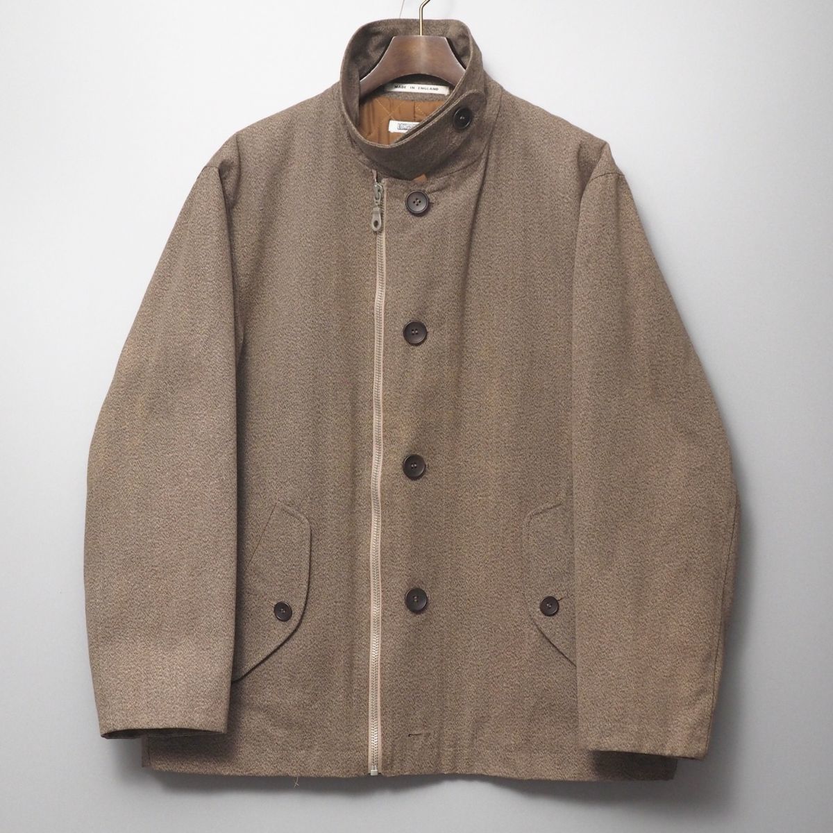 TF3508//90s/イングランド製*ロングシャンクス/LONGSHANKS*メンズL/ボックスシルエット/コーティングジャケット/ジップアップブルゾン/茶