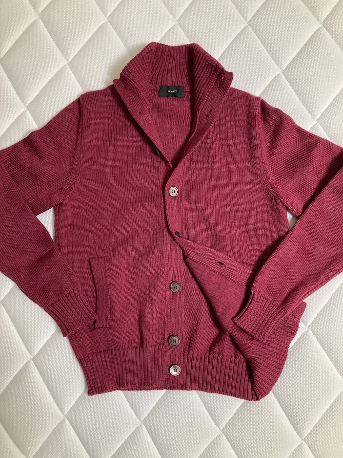 極美！ ZANONE 【 KYOTO ( CHIOTO ) スタンドカラーカーディガン 5ゲージ ボルドー ウール 46 】ザノーネ キョート ドルモア グランサッソ