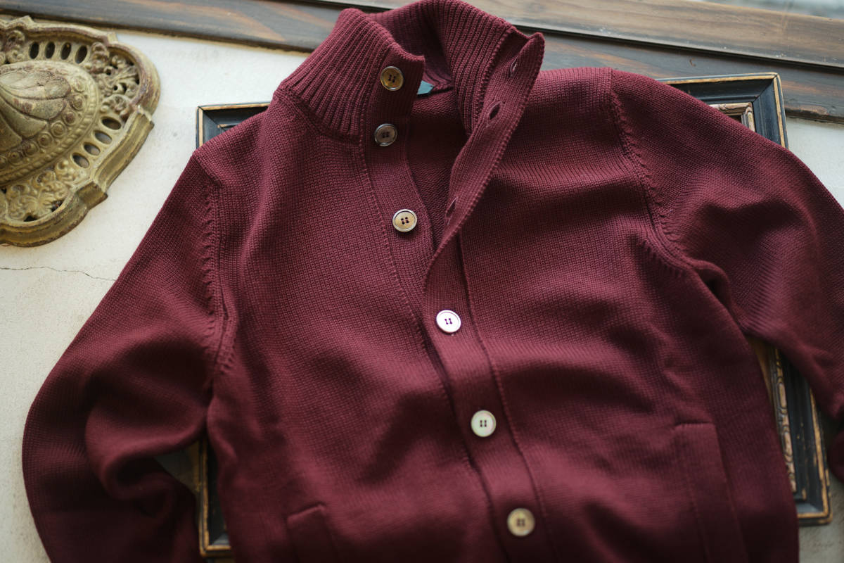 極美！ ZANONE 【 KYOTO ( CHIOTO ) スタンドカラーカーディガン 5ゲージ ボルドー ウール 46 】ザノーネ キョート ドルモア グランサッソ