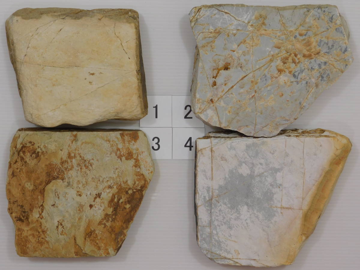 天然砥石 京都産 巣板原石 ４点セット 約４.２kg 白巣板 カラス巣板 紅葉巣板 蒼巣板 仕上砥 合砥 青砥 研ぎ 包丁 鉋