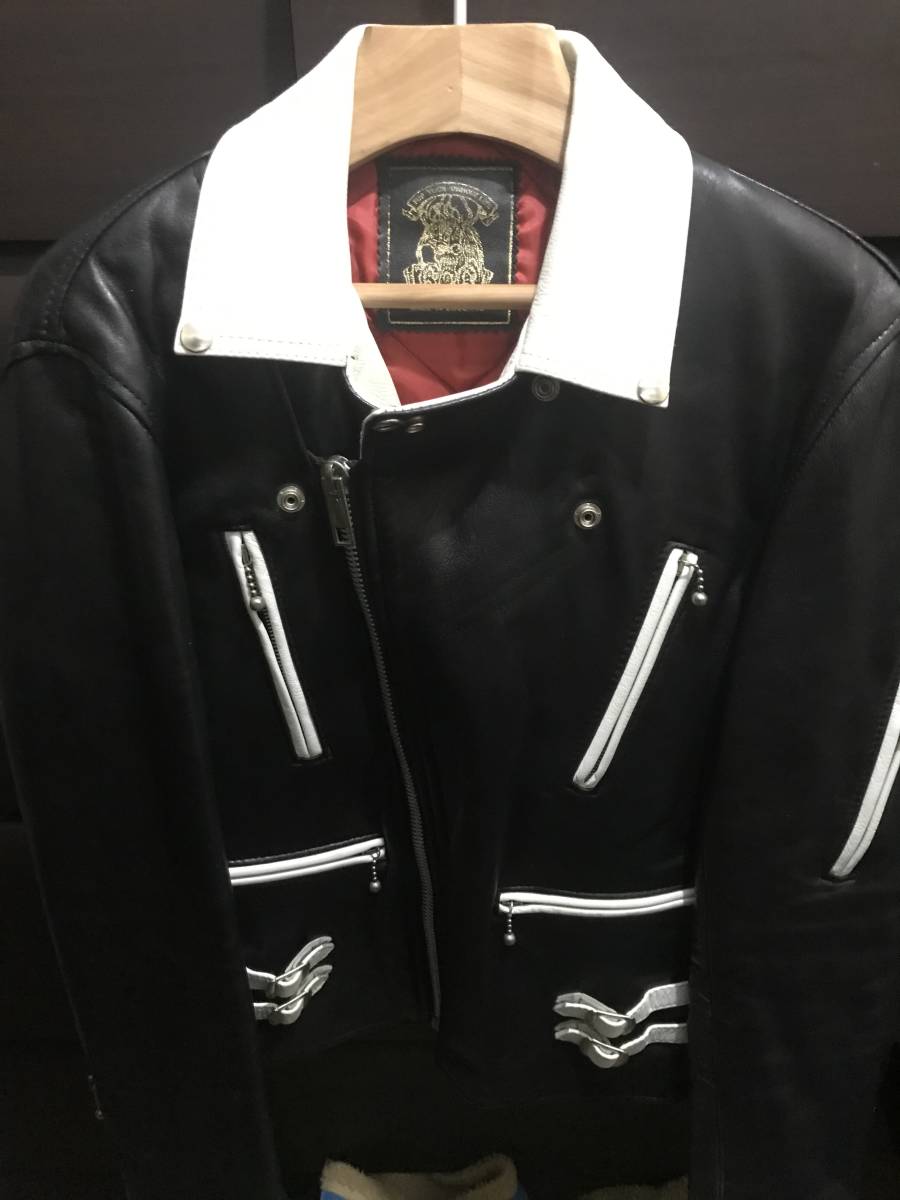 美品】666 トリプルシックス レザー ダブルライダースジャケット 36 
