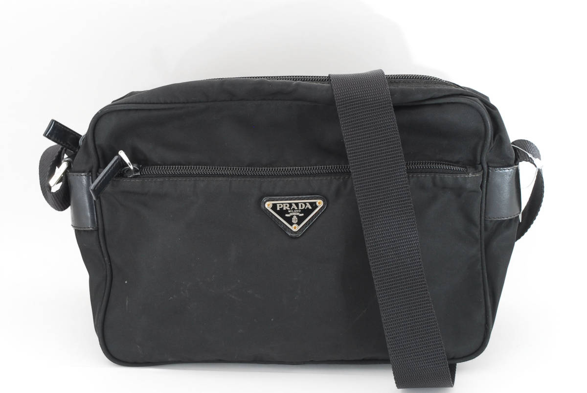 1円 PRADA　プラダ　テスート　ナイロン　リナイロン　ショルダーバッグ　斜めかけ　ロゴプレート　23-332