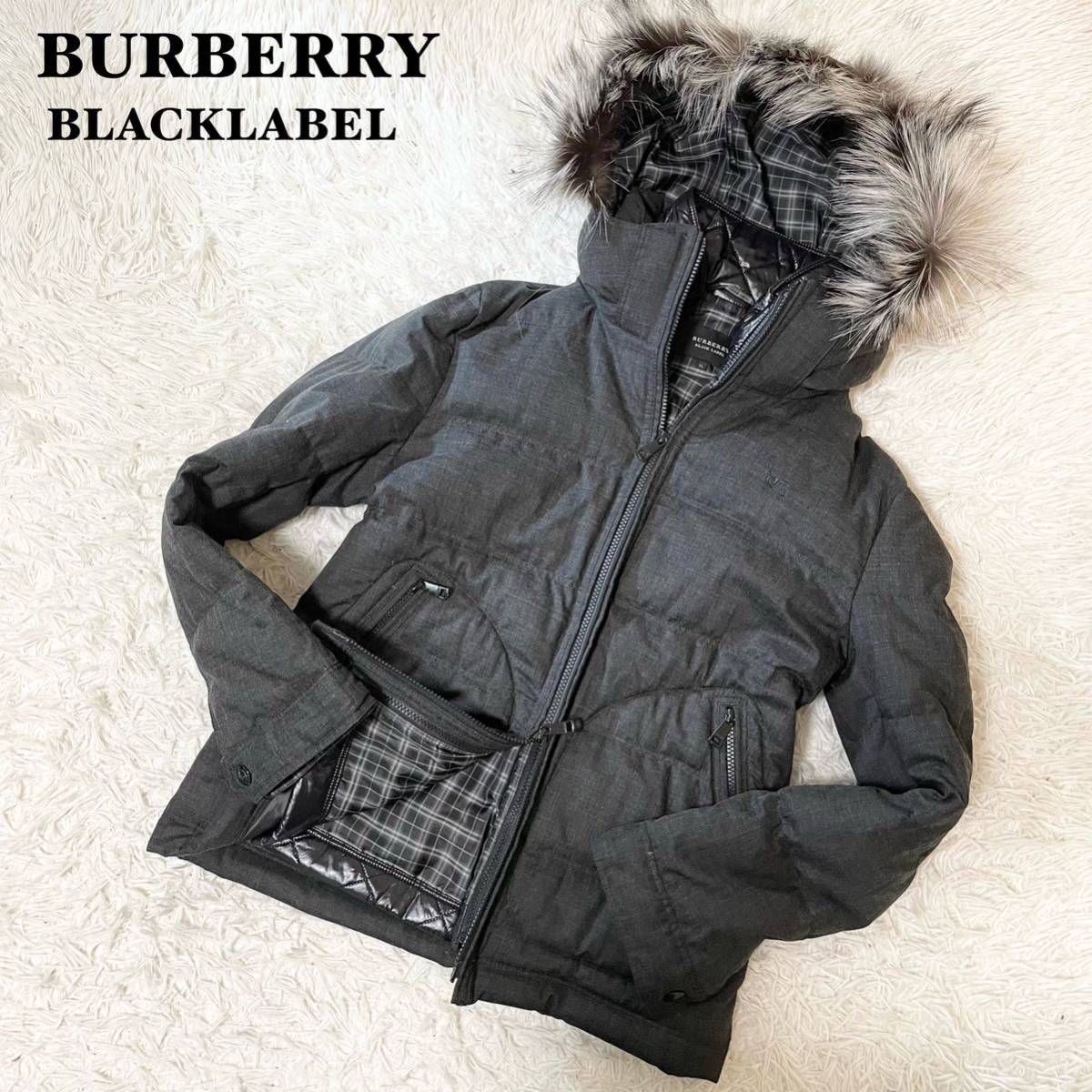 【希少LLサイズ】極暖 BURBERRY BLACKLABEL バーバリーブラックレーベル ダウンジャケット ノバチェック ホース 4wayライナー付ブラック系
