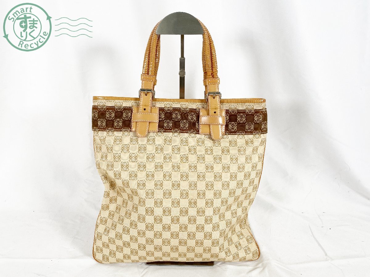 01420437 ▽ LOEWE ロエベ アナグラム 総柄 トート ハンドバッグ 
