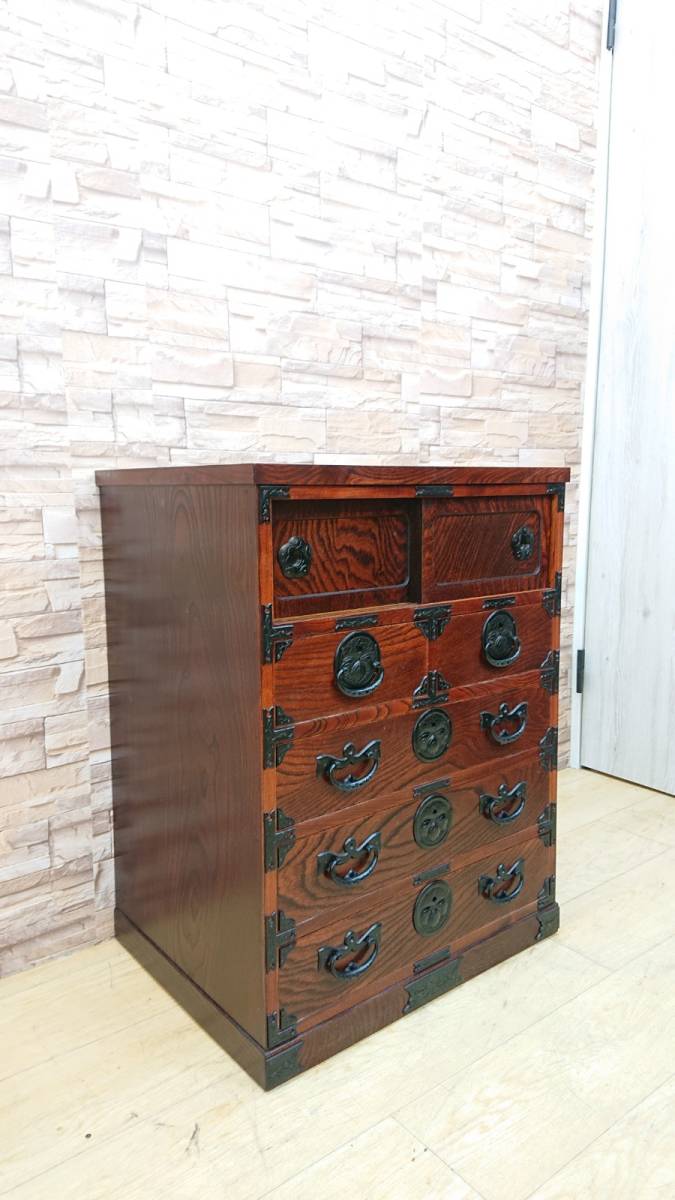 美品☆【岩谷堂箪笥】 和箪笥 時代箪笥 鍵付 5段 抽斗 5杯 引き戸 整理 