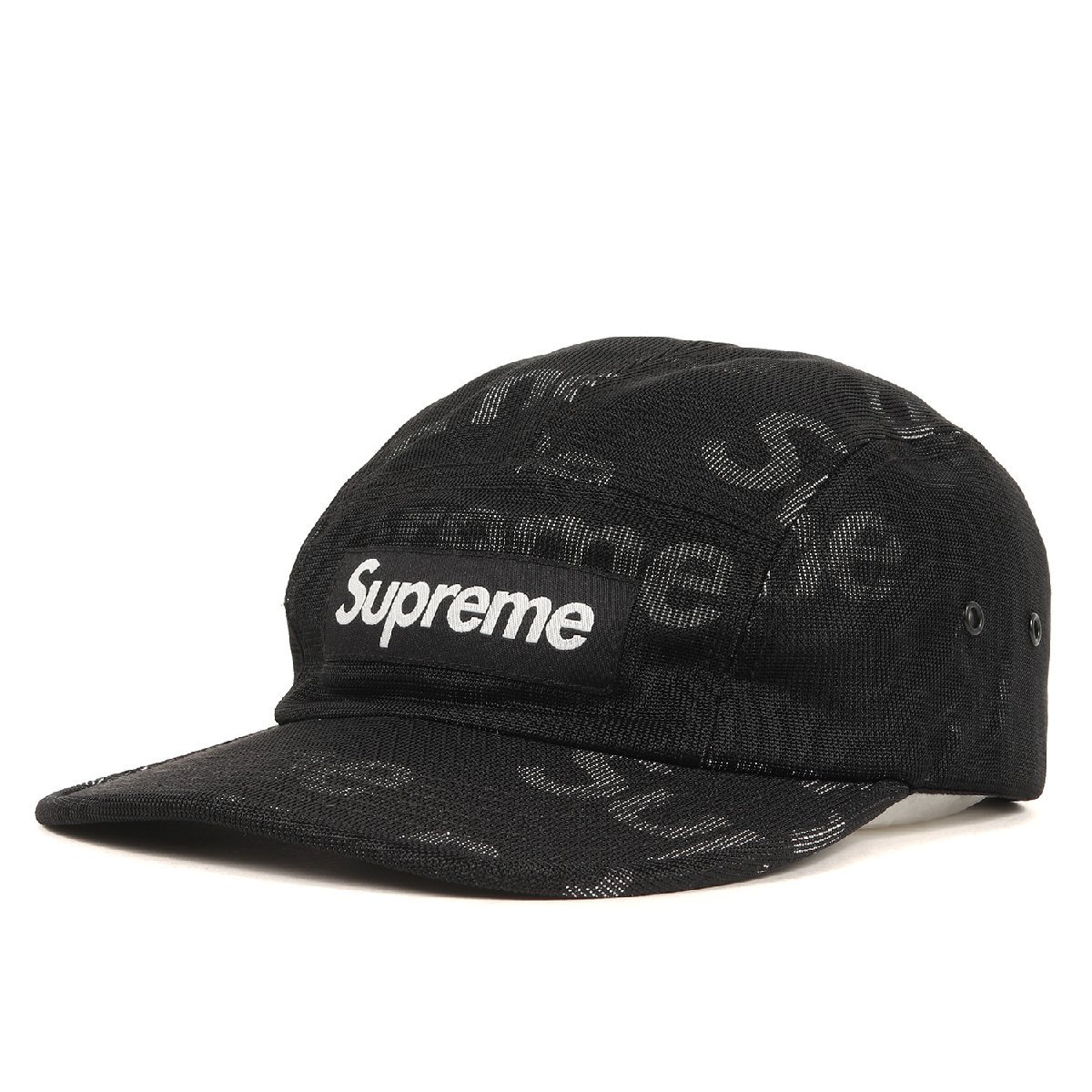 美品 Supreme シュプリーム キャップ ブランドロゴ 柄 メッシュ キャンプキャップ Lenticular Logo Camp Cap 19SS ブラック 黒 帽子