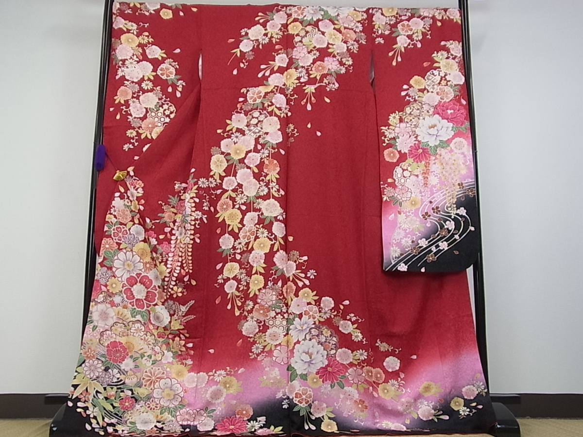暈し染め 駒刺繍 金彩 逸品 正絹 振袖 平和屋着物□豪華振袖 平和屋 