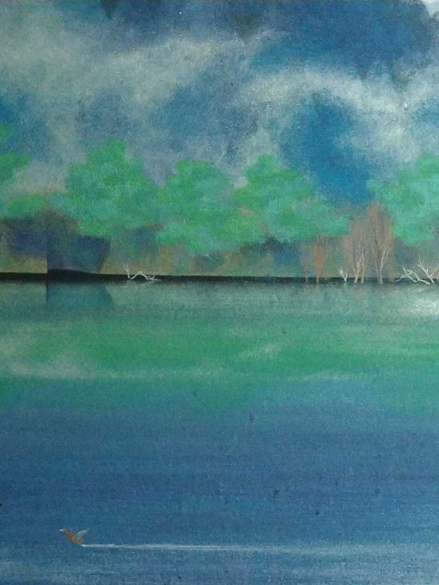 iΦ【真作】箱崎正秋 山湖 共シール 絵画 日本画 10号 肉筆 美術品 共シール 真作□日本画□青島淑雄□竹林□ □元日展会友 『少女』 五
