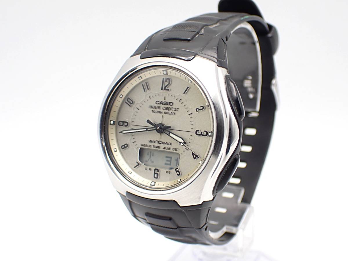 １円◆稼働品◆CASIO カシオ ウェーブセプター WVA-430J ソーラー 腕時計 メンズ/WAVE CEPTOR TOUCH SOLAR とけい 時計 デジタル