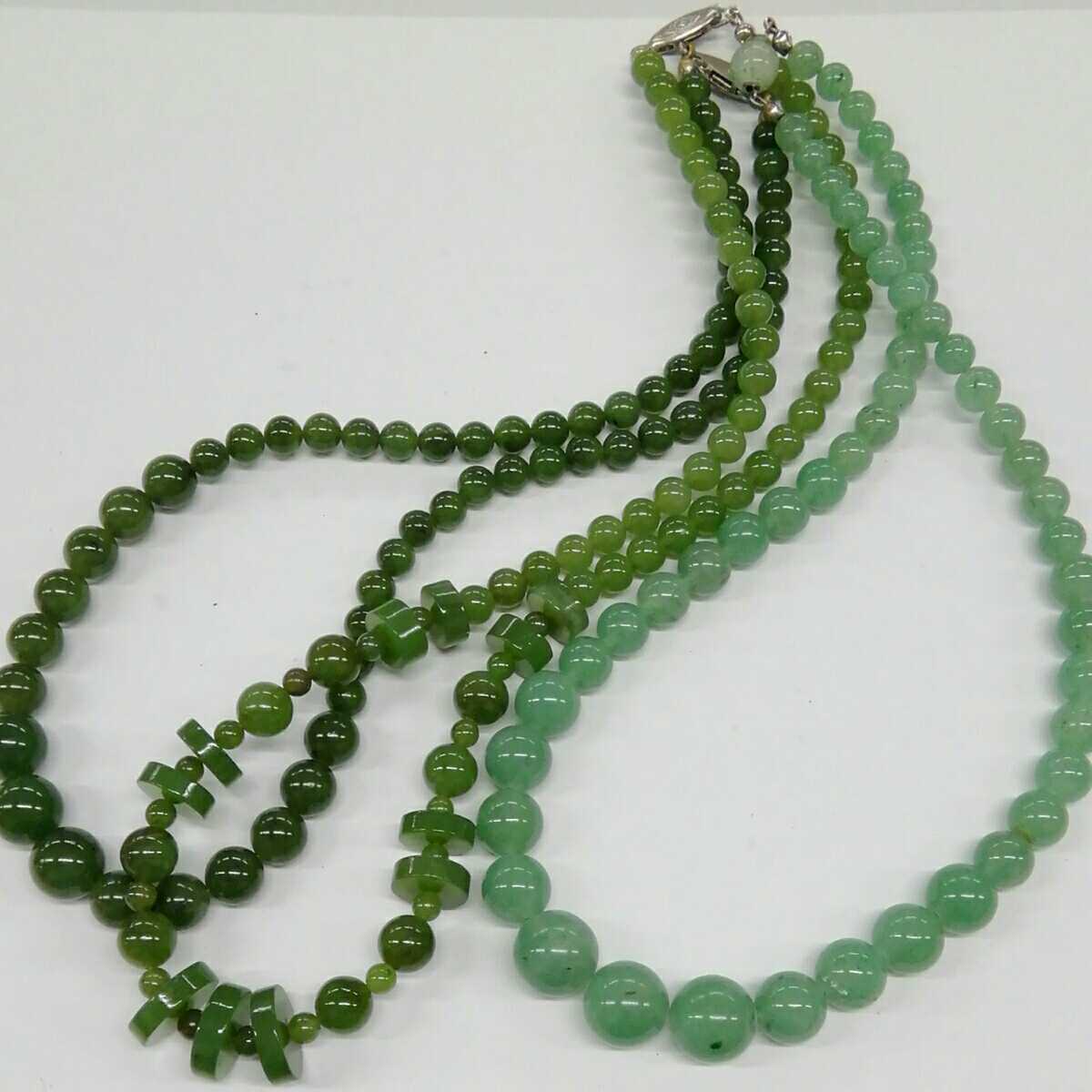 ●ハ7069S◎緑色天然石　ヒスイ？翡翠？など　ネックレス　まとめて◎送料込み◎　　 