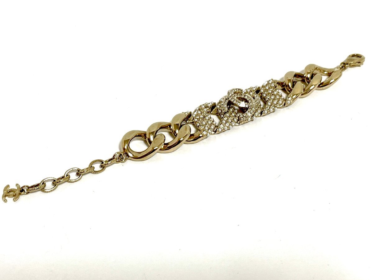 中古】CHANEL シャネル チェーン ブレスレット ココマーク パール 