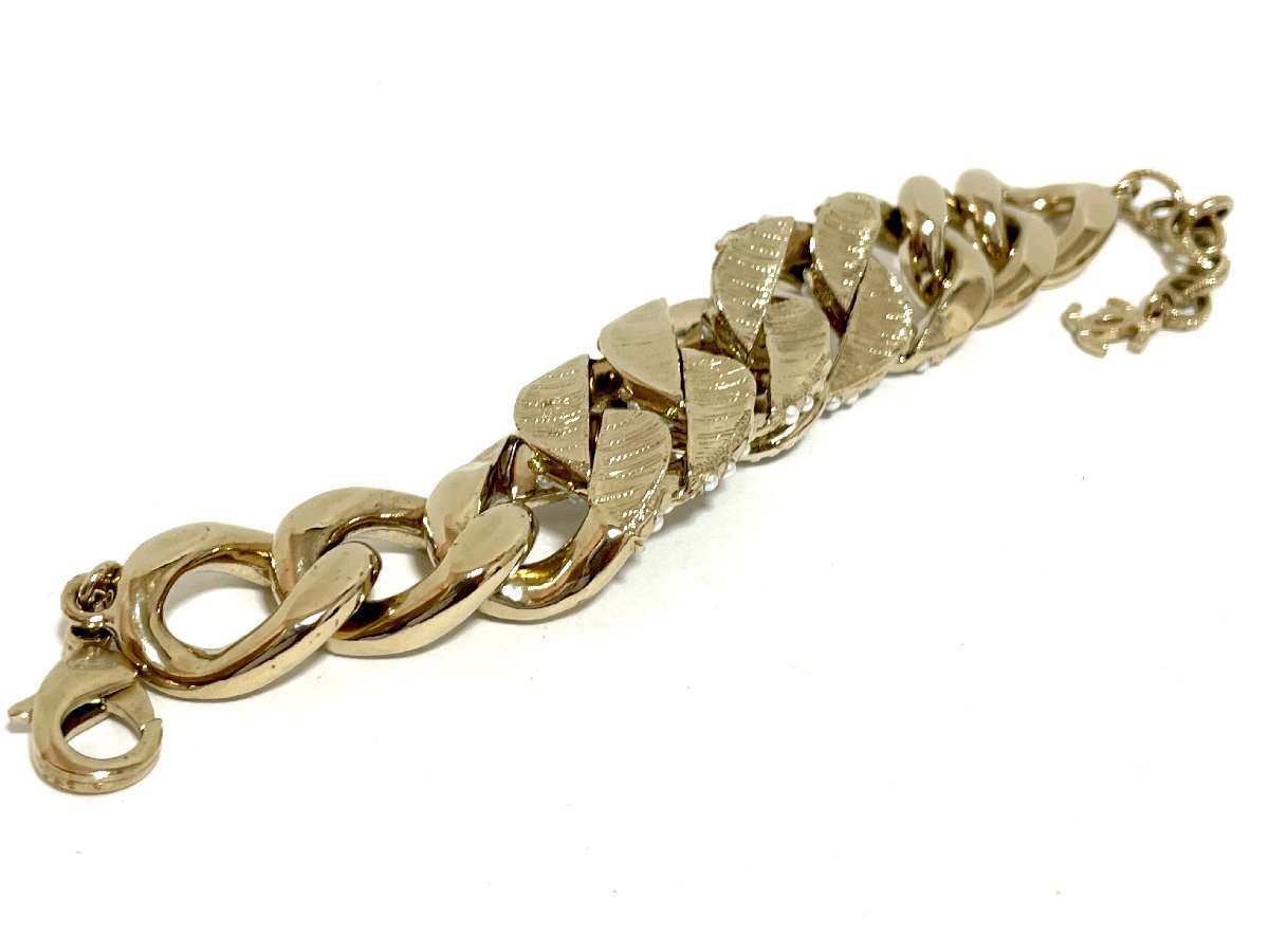 中古】CHANEL シャネル チェーン ブレスレット ココマーク パール 