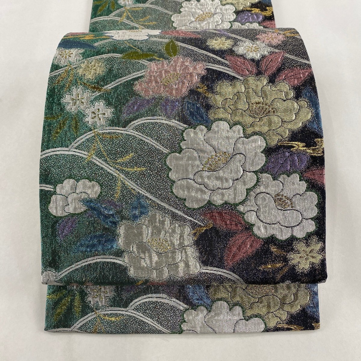 花美人□六通柄袋帯 唐織 吉祥花文 金銀糸 逸品 ic4165