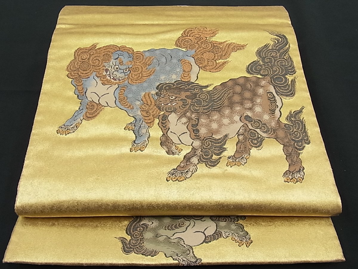 着物屋ほのか□六通太鼓柄袋帯 典雅 東照宮 唐獅子文様 本金箔 逸品