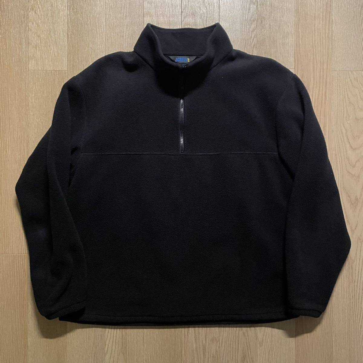 90s フリースジャケット vintage 黒 JCREW ブラック コットン 80s 70s 古着 old 大きめ オーバーサイズ プルオーバー USA製 アウトドア 
