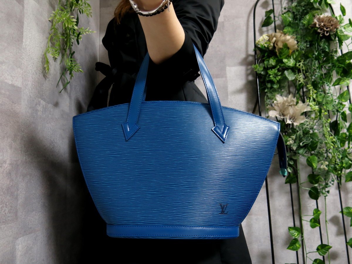 ●超美品●LOUIS VUITTON ルイ・ヴィトン●エピ●サンジャック●グレイン レザー 本革●ハンド バッグ●トレドブルー●腕掛け●Js33495