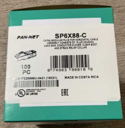 PANDUIT カテゴリ6A LANコネクタ モジュラープラグ 100個入り PANDUIT