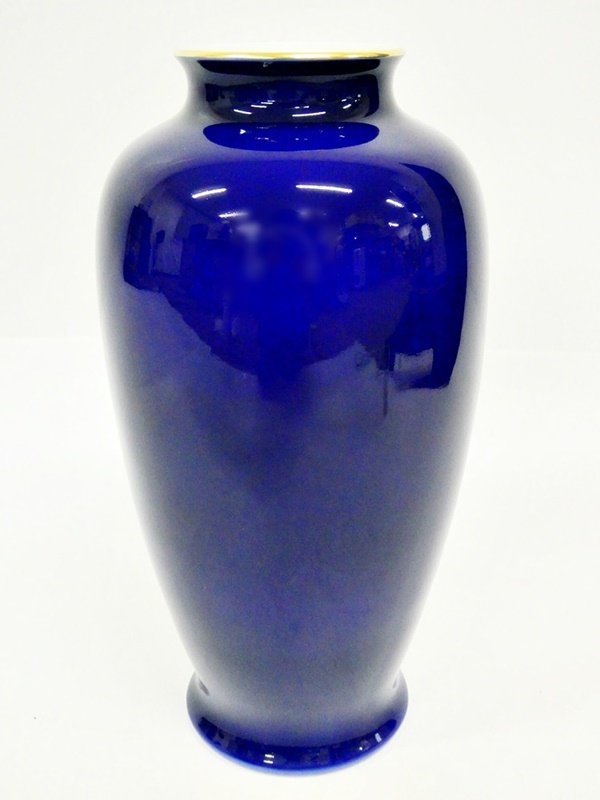 ☆ 深川製磁 瑠璃 ルリ 牡丹 花瓶 細長 花生 大花瓶 高さ約38cm