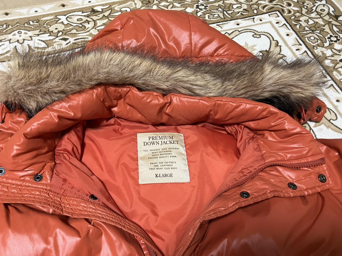old uniqlo プレミアム ダウン ファー オレンジ Mサイズ ユニクロ old 