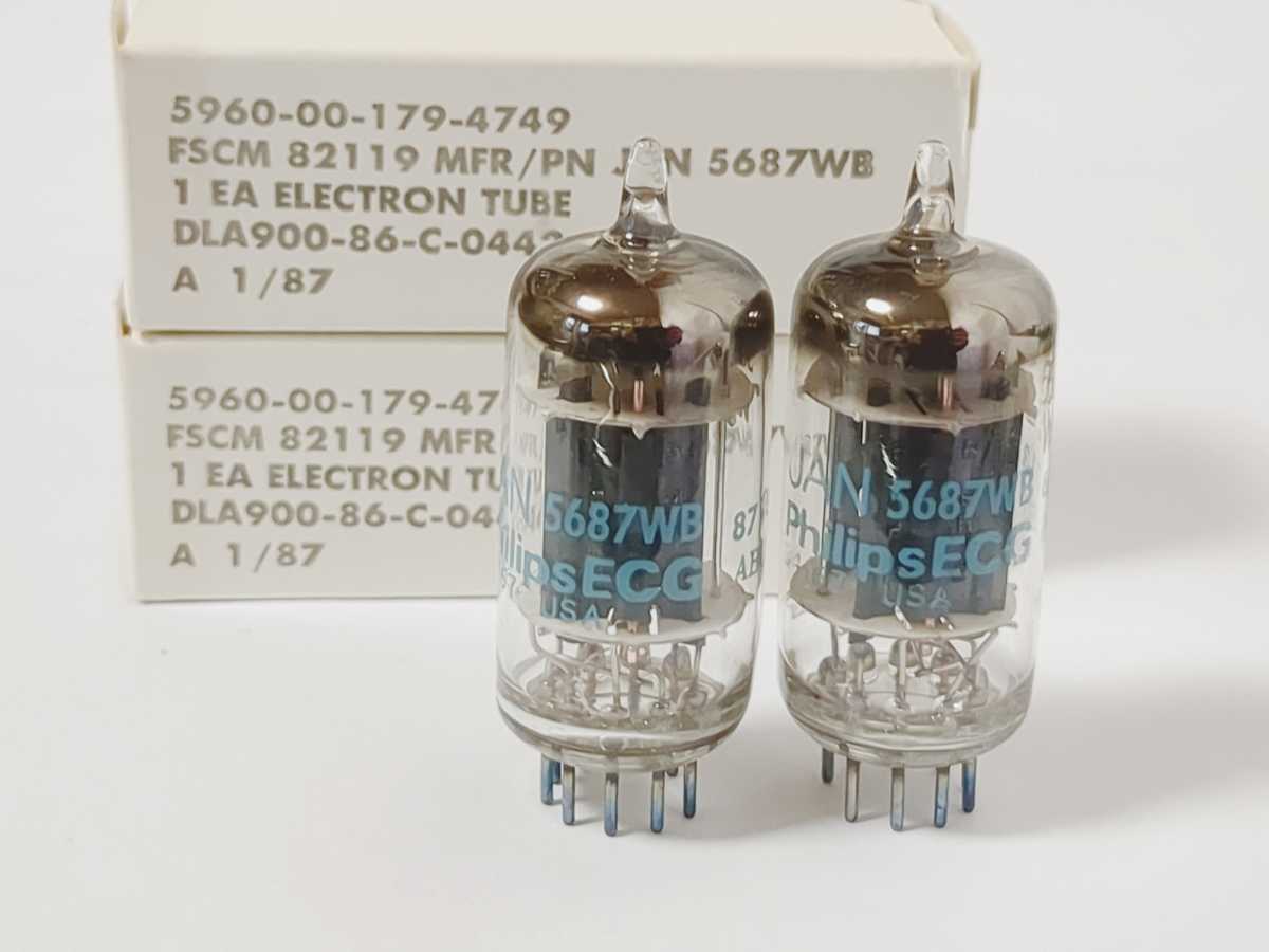 14212　PhilipsECG　JAN‐5687WB　ブラックプレート　同一コード　2本　未使用　真空管