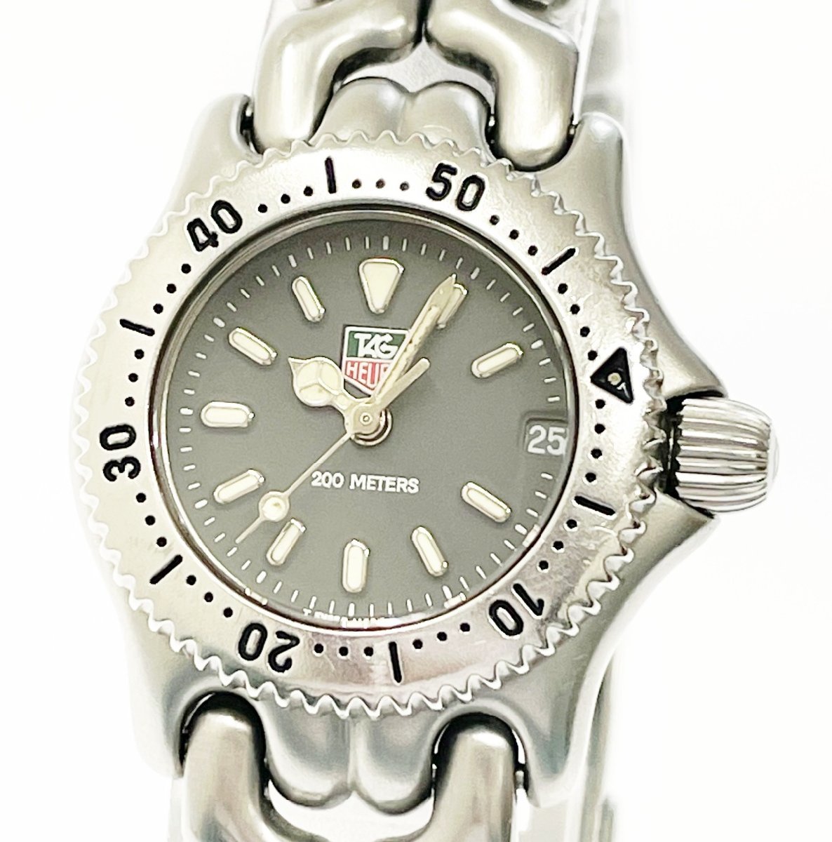 【1円スタート】TAG HEUER タグホイヤー S99.208M セル SS グレー文字盤 デイト クオーツ レディース腕時計 152003.1