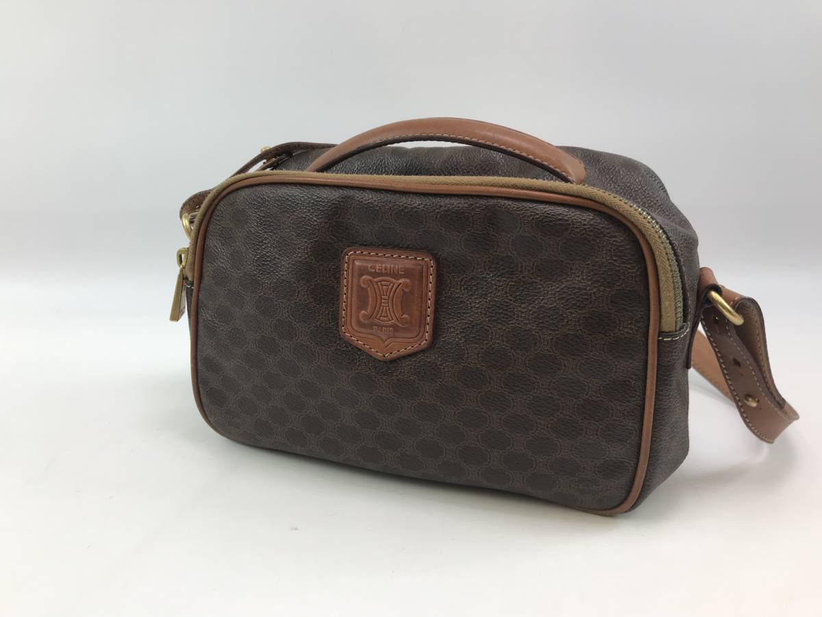 ☆【CELINE】マカダム柄 MC96 バニティポーチ　ミニショルダーバッグ 　♯174327-1