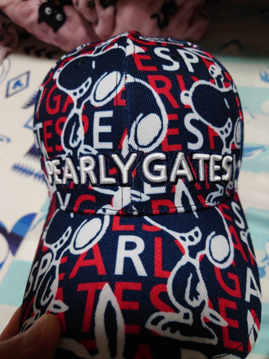 値下げPEARLY GATES スヌーピー柄キャップ FRサイズ ☆パーリーゲイツ PEARLY GATES スヌーピー 帽子☆ パーリーゲイツ
