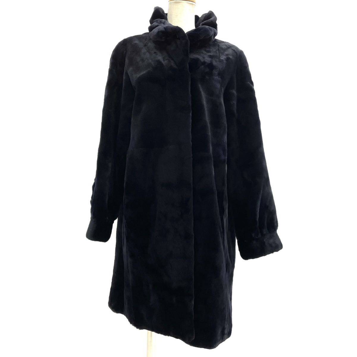 【七福】fk1647 SAGAMMINK セミロングコート デザインコート ミンクコート カラーミンク シェアードミンク 貂皮 mink身丈 約 90cm