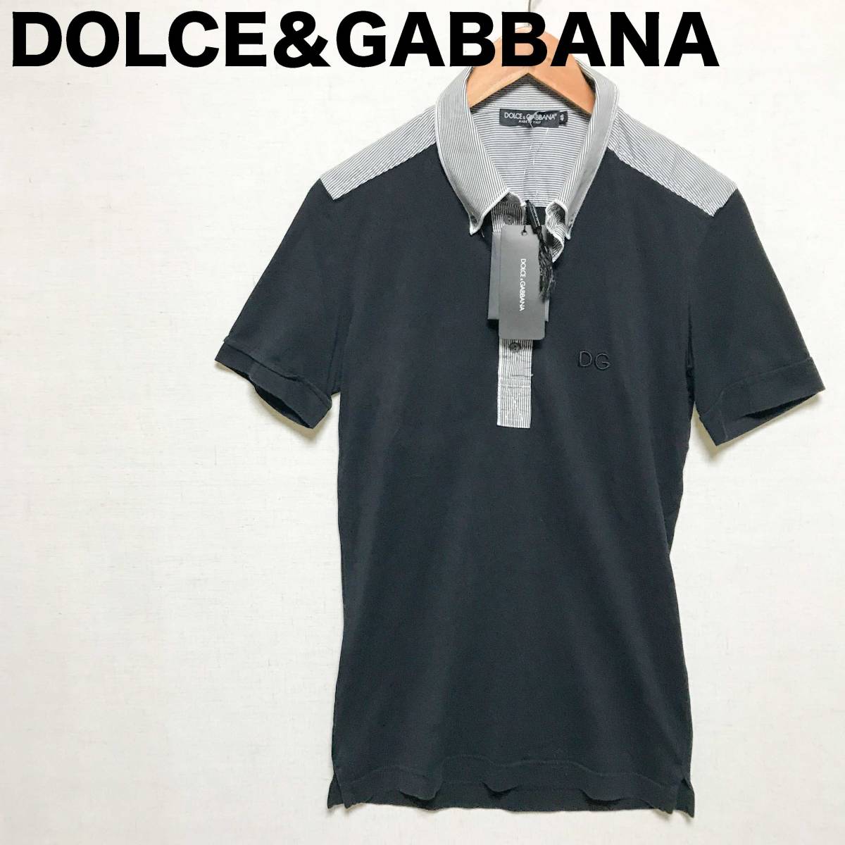 ドルチェ＆ガッバーナ ポロシャツ メンズ48 半袖 黒ブラック D&G